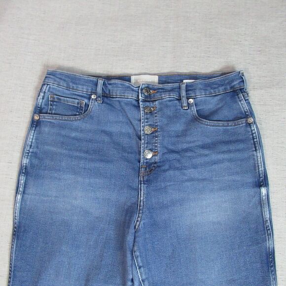 Everlane Jeans Womens 32 Ankle Blue The Vintage Skinny Button Fly Denim Raw Hem - Picture 3 of 11